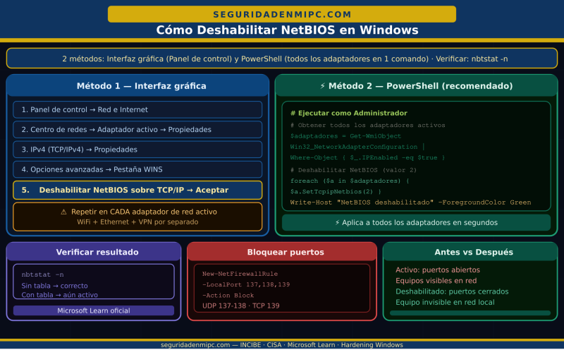 Cómo deshabilitar NetBIOS en Windows