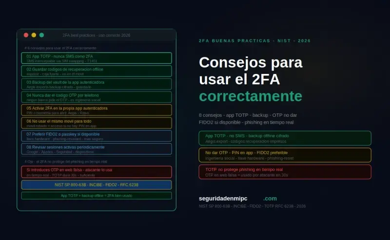 Consejos para usar el 2FA correctamente