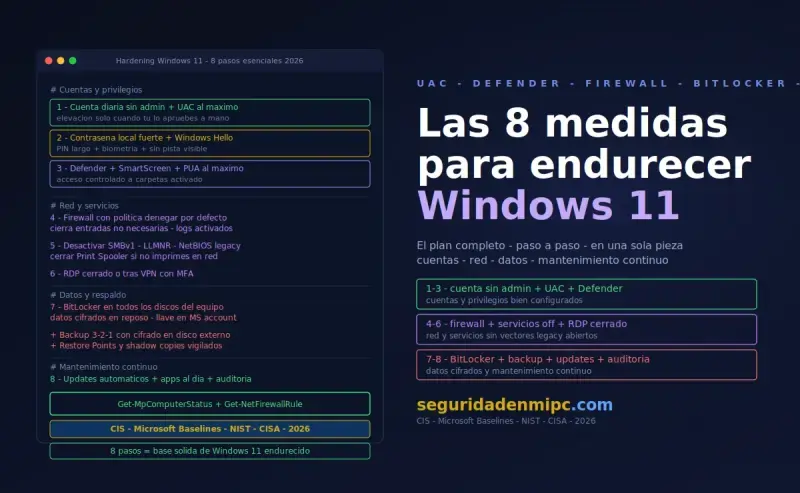 Las 8 medidas para endurecer Windows 11