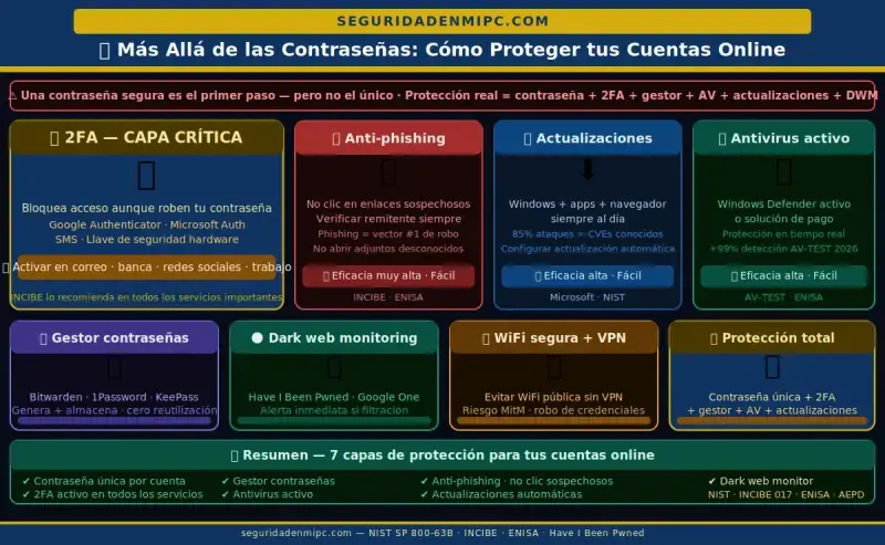 Más allá de crear contraseñas seguras: ¿Cómo proteger tus cuentas online?
