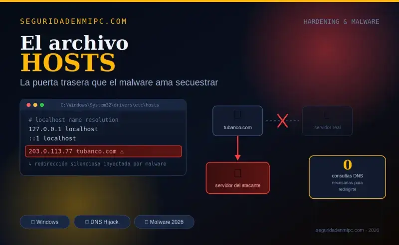 ¿Qué es el archivo hosts en Windows y por qué es un objetivo del malware?