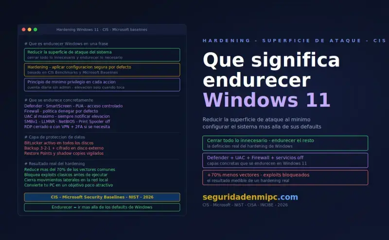 ¿Qué significa endurecer Windows 11?
