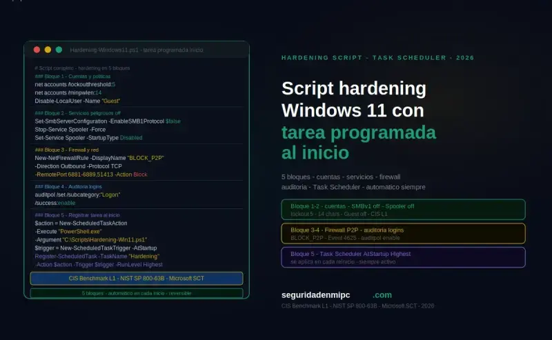 Script completo: Hardening de Windows 11 con tareas programadas