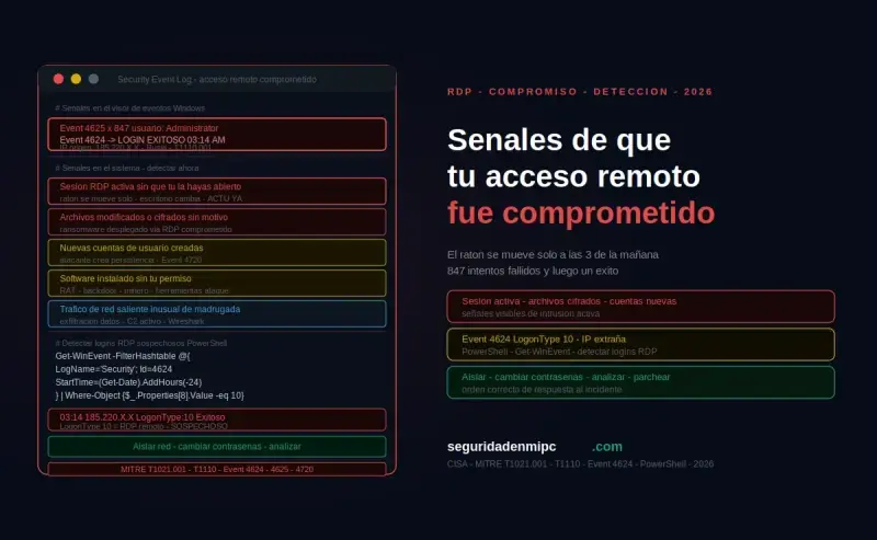 Señales de que tu acceso remoto en Windows ha sido comprometido