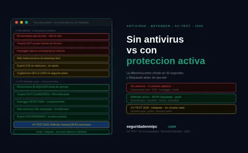 Sin antivirus vs con protección activa