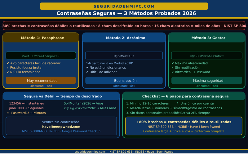 Contraseñas seguras: 3 métodos probados para proteger tus cuentas en 2026