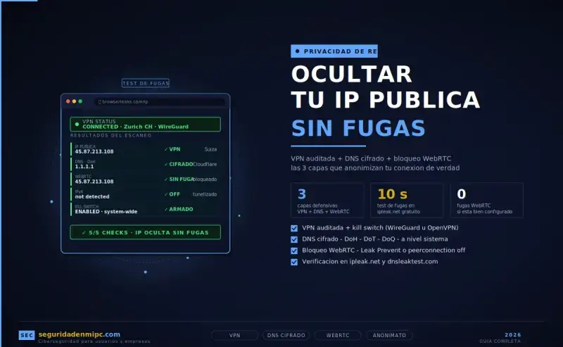 Ocultar IP Pública: 7 métodos reales que funcionan