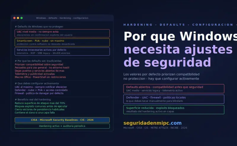 Configuración activa para reforzar la seguridad en Windows
