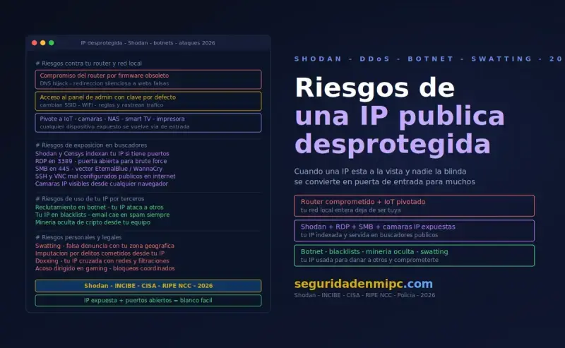 Riesgos concretos asociados a una IP pública desprotegida