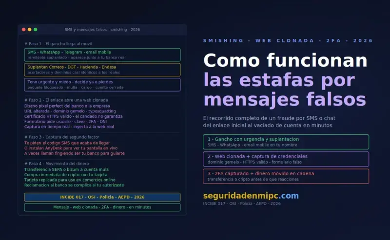 Cómo funcionan las estafas por mensajes falsos
