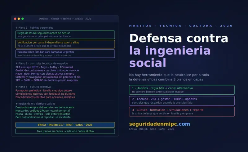 Principales métodos de defensa contra la ingeniería social