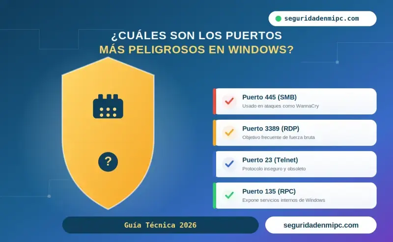 ¿Cuáles son los puertos más peligrosos en Windows?