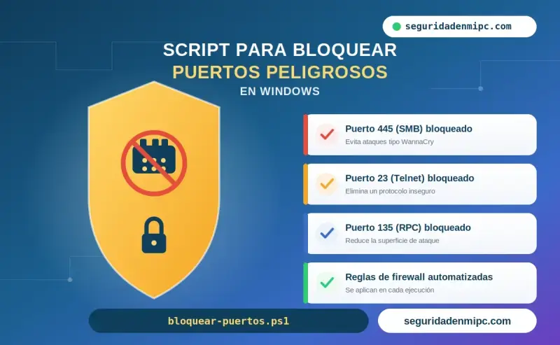 Script para bloquear puertos peligrosos en Windows