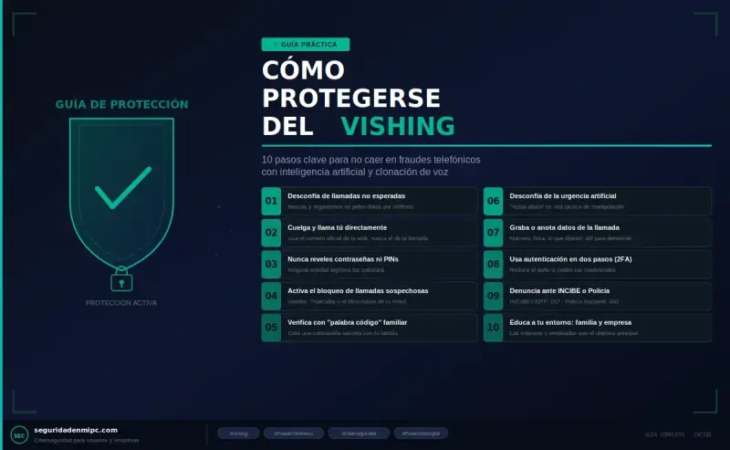Cómo protegerse del vishing: 10 pasos clave